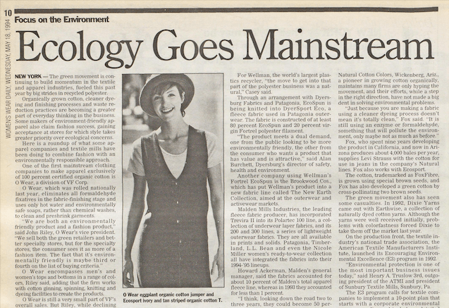 WWD, fashion, ecology, sustainability, ecology, Esprit, eco fashion, ethical fashion