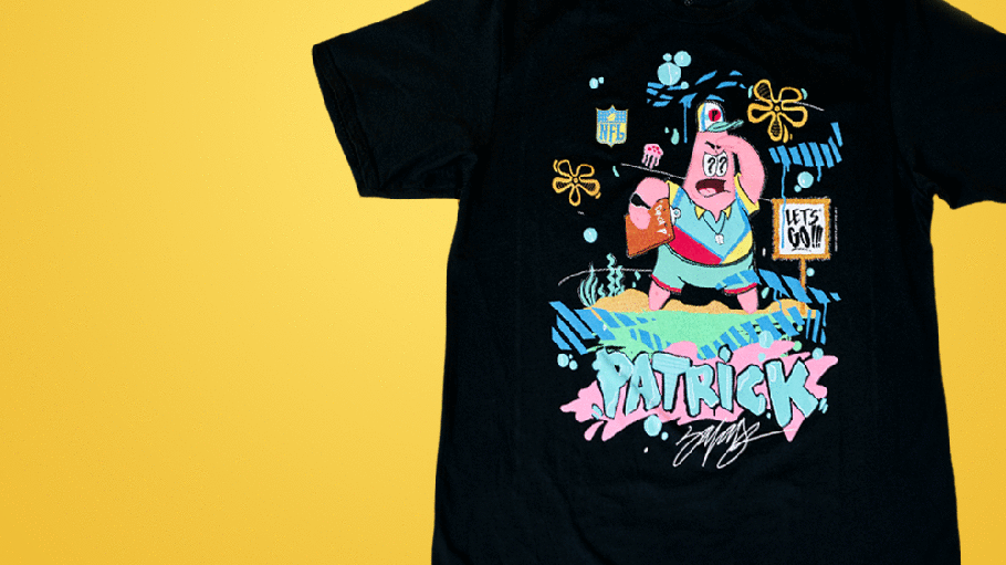 Nickelodeon, the NFL, ViacomCBS Consumer Products and Junk Food Clothing teamed up for a football-themed SpongeBob SquarePants apparel collection designed by King Saladeen
