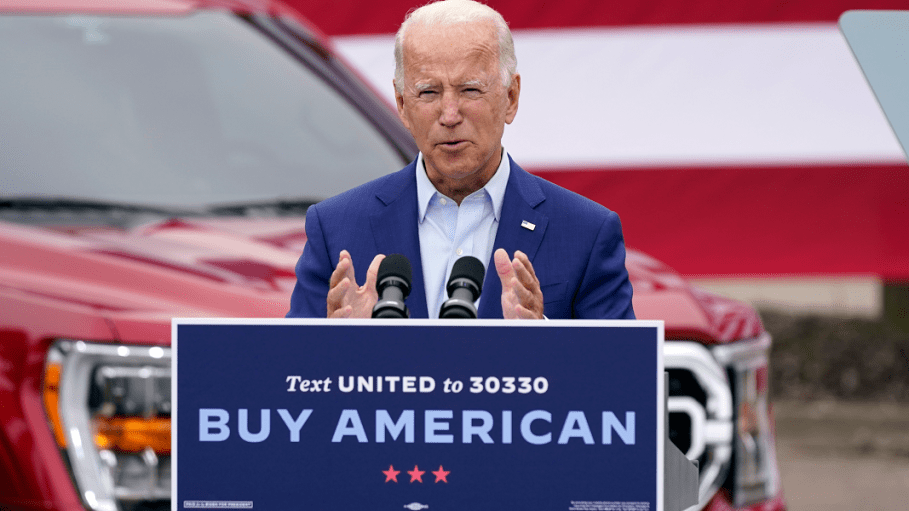 On Sept. 9, then-Democratic presidential candidate Joe Biden spoke during a campaign event on manufacturing and buying American-made products at UAW Region 1 headquarters in Warren, Mich.
