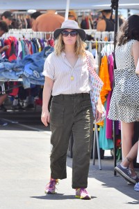 EXCLUSIVE: Drew Barrymore spends the famous Rose Bowl flea market where she was seen checking out many stands for records but ended up only buying clothes. She tried on dresses and coats and shirts as she shopped with friends. 10 Jun 2018 Pictured: Drew Barrymore. Photo credit: Snorlax/Marksman/ MEGA TheMegaAgency.com +1 888 505 6342 (Mega Agency TagID: MEGA237994_010.jpg) [Photo via Mega Agency]