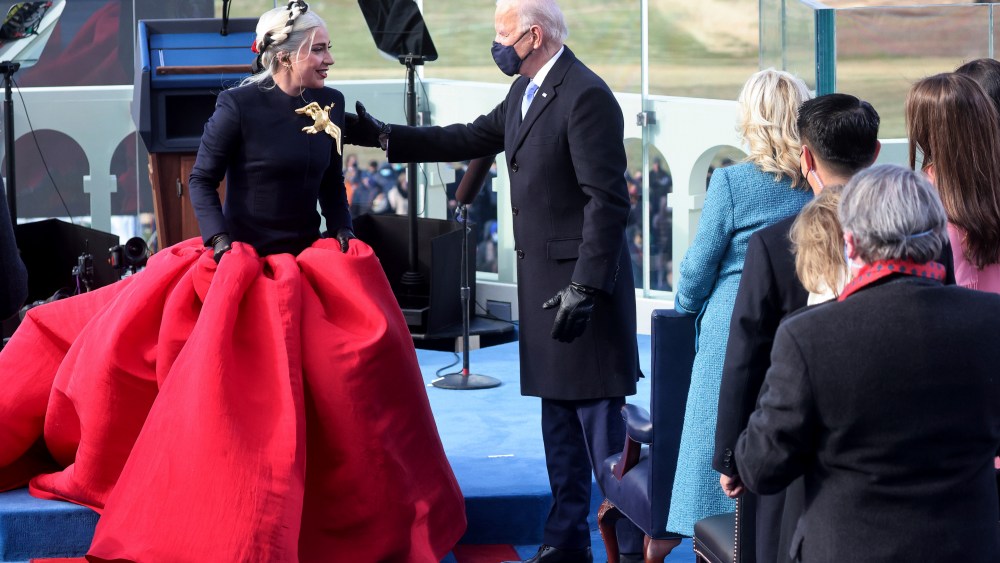 Lady Gaga Wears Custom Schiaparelli for Joe Biden Inauguration