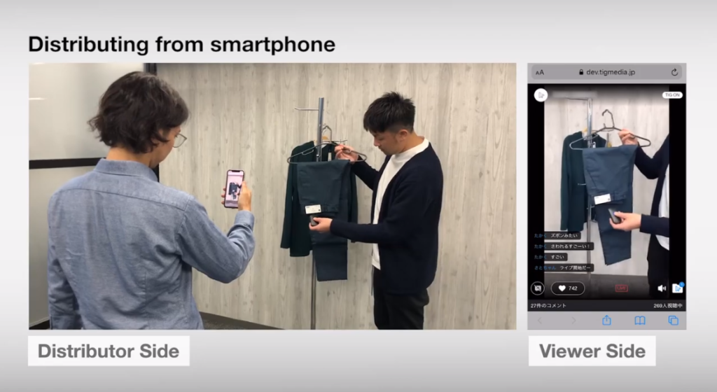 In TigLive, shoppers can touch or tap products in a video to access more information about items and ask store clerks questions, while retailers can create tags and embed them in the video by scanning physical tags on products.