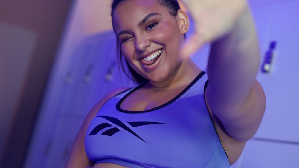 One of the collection's centerpieces is the Reebok Lux Racer Medium-Impact Sports Bra, seen here.