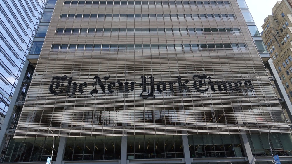 10 September 2019, US, New York: Building of the New York Times newspaper publishing house. Photo by: Alexandra Schuler/picture-alliance/dpa/AP Images