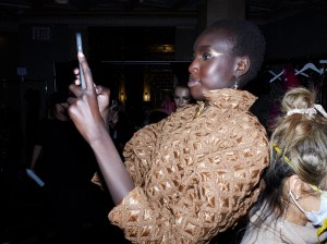 Backstage at Christian Siriano RTW Fall 2021.