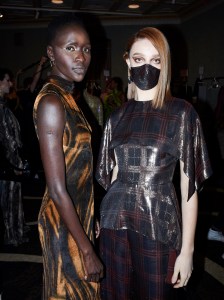 Backstage at Christian Siriano RTW Fall 2021.