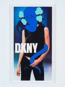 KAWS (American, born 1974). UNTITLED (DKNY), 1997. Acrylic on existing advertising poster, 49 7/8 × 25 7/8 in. (126.7 × 65.7 cm). © KAWS.