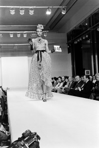 Model Sandi Bass walks the runway in a look from Givenchy’s Spring 1979 ready to wear collection.
