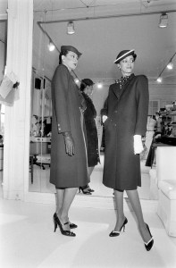 Models Michele Denby and Sandi Bass in Couture Coats and accessories designed by Givenchy for Spring 1979.