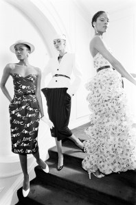 Models Diane Washington, Sandi Bass and Lynn Watts at Couturier Hubert de Givenchy's Atelier.