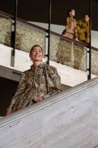 Ulla Johnson: “I’ve been coming to Lincoln Center to see the American Ballet Theatre since I was a child, so the ability to work in this space to film our collection was a dream. New York’s cultural institutions have been suffering. This was first event they have done there since March. All the union guys on set, they hadn’t seen each other, it was so heartwarming.”