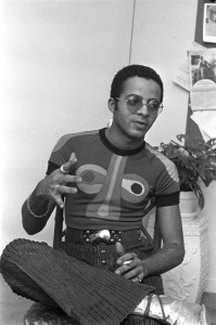 Designer Stephen Burrows wears his signature t-shirt during an advance showing of his Spring 1971 RTW collection in New York.