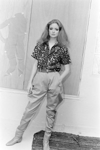 A model poses in Lester Hayatt's Summer 1981 sportswear collection advance.