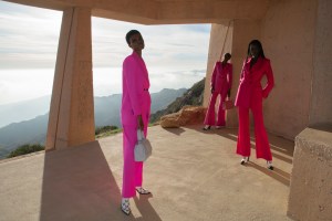 L.A.-based designer Marcell Pustul and stylist Nicola Formichetti prep the fall 2021 Marcell Von Berlin collection film in Malibu, Calif. on Feb. 8, 2020.