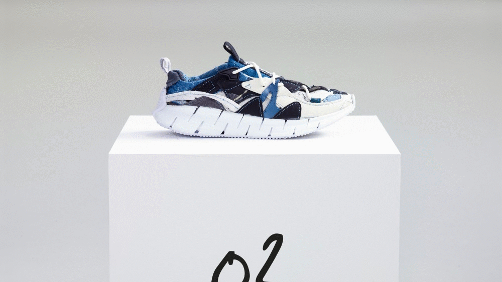 Helen Kirkum used old Reebok sneakers to create a 20-pair run of upcycled Zig sneakers
