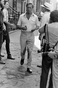 (L-R) Sigourney Weaver, Christopher Plummer, and director Peter Yates prepare for filming during production of "Eyewitness" in New York City on June 24, 1980.