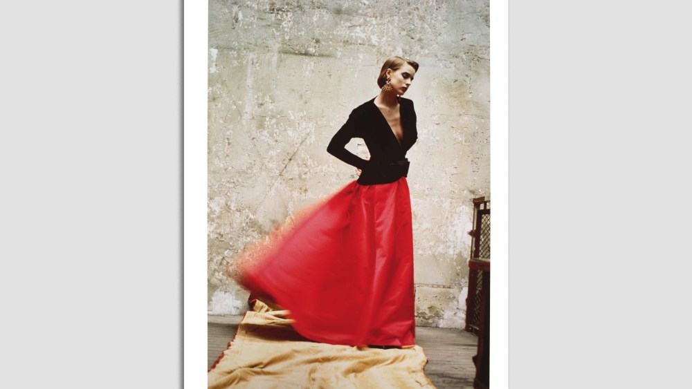 David Seidner photograph of a model wearing Yves Saint Laurent for Vogue Italia, 1985.