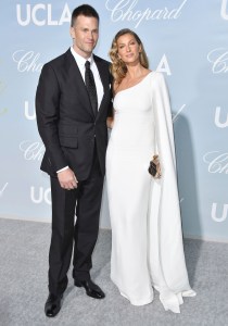 (L-R) Tom Brady and Gisele Bündchen at the UCLA IoES 2019 Hollywood For Science Gala held at the Private Estate of Jeanne & Tony Pritzker in Los Angeles, CA on Thursday, February 21, 2019. (Photo By Sthanlee B. Mirador/Sipa USA)(Sipa via AP Images)