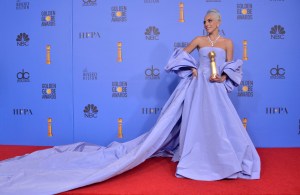 Lady Gaga at the 76th Golden Globe Awards press room held at the Beverly Hilton on January 6, 2019 in Beverly Hills, CA. (Photo by Sthanlee Mirador/Sipa USA)(Sipa via AP Images)