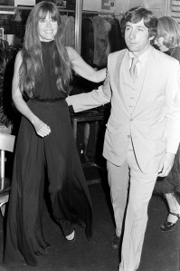 Jane Fonda (L) and Tom Hayden attend a party at Art Laboe's Club in Hollywood, California, on November 21, 1975.
