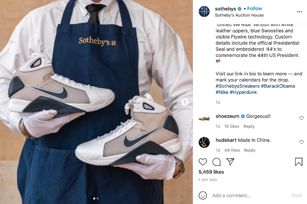 The President Barack Obama Player Exclusive Nike Hyperdunks mark the first major drop of luxury brokerage Sotheby's online Buy Now platform.