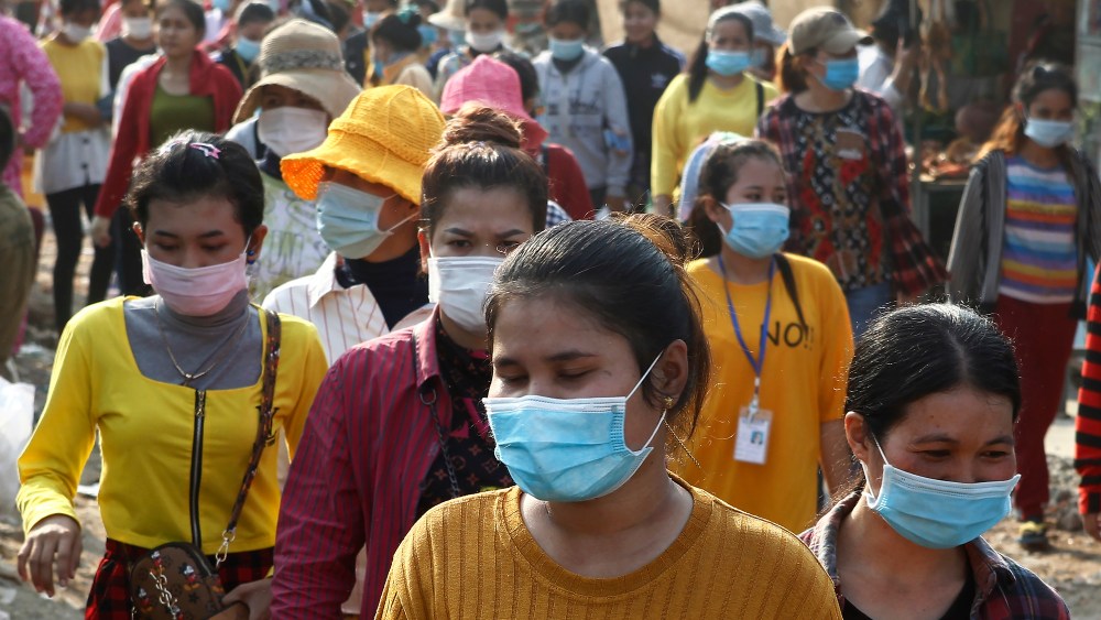 Cambodia garment factory workers