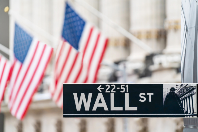 Wall street sign in New York City.