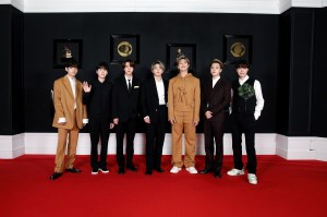 BTS in Louis Vuitton at the 2021 Grammy Awards.