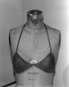 Mesh bra top designed by Elsa Peretti, which is to be displayed at Tiffany's mesh exhibit.