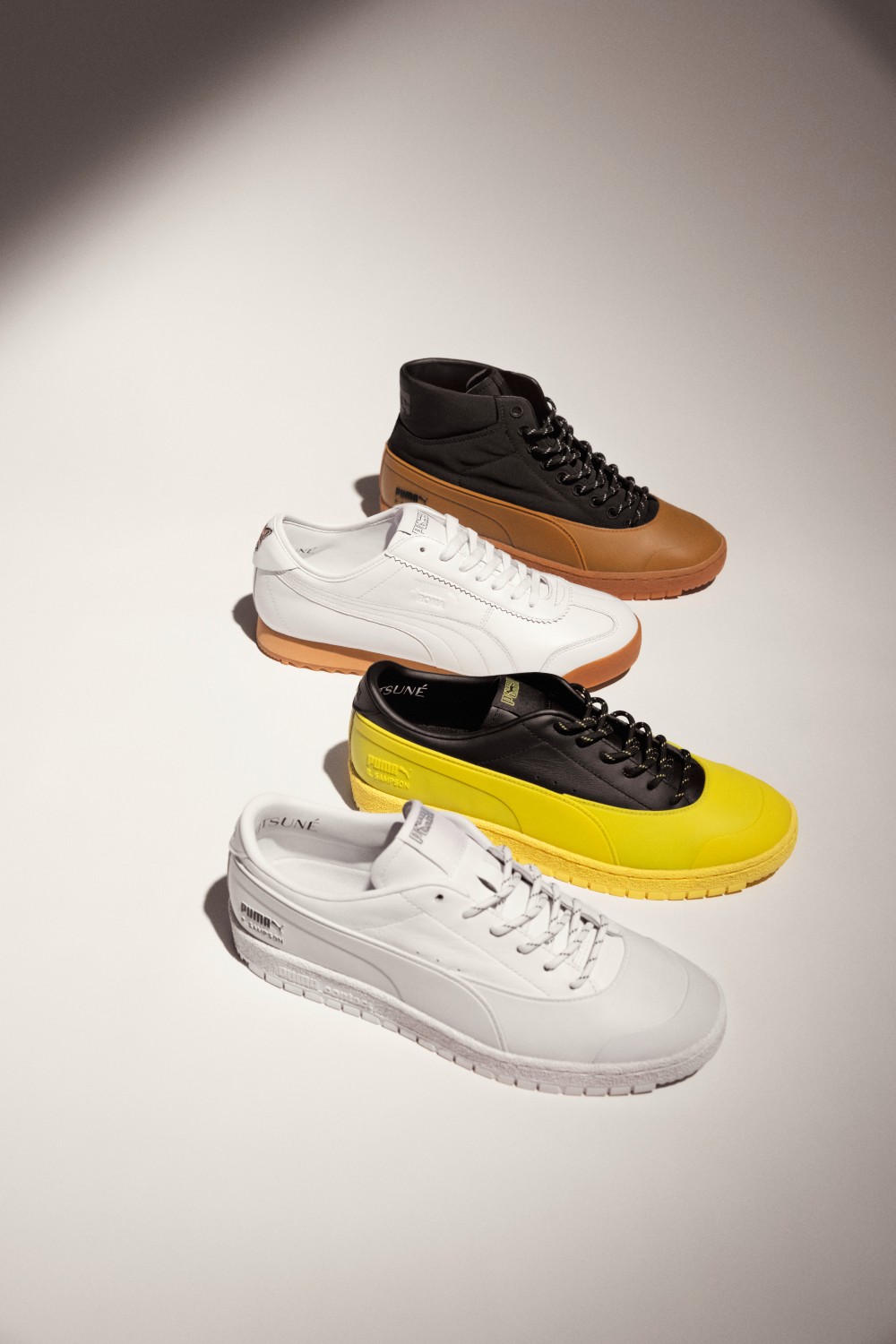Puma and Maison Kitsuné's collaboration collection features mostly tonal and earthy colors.