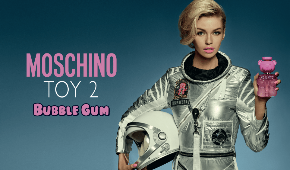 Stella Maxwell in the Moschino Toy 2 Bubble Gum fragrance campaign.