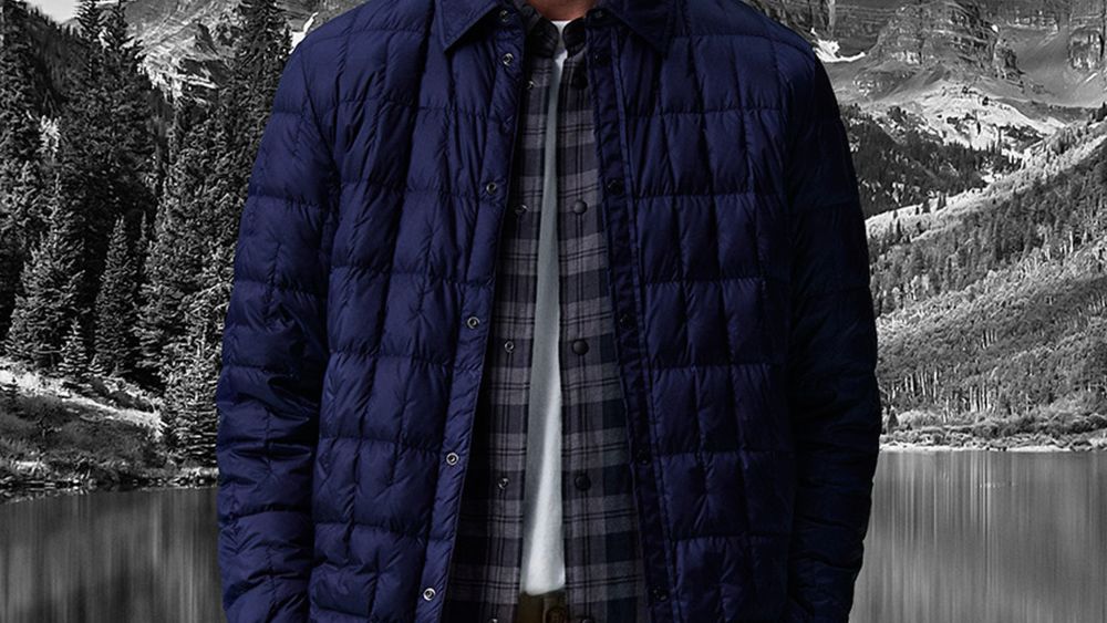 Woolrich nylon overshirt padded with recycled down