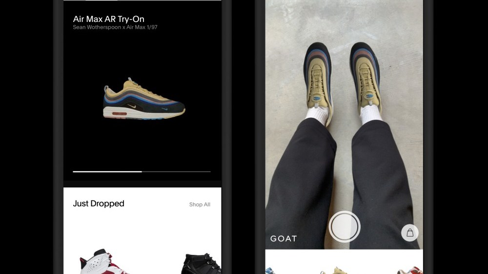 On Friday, sneaker marketplace GOAT launched a virtual try-on tool through its app allowing users to "wear" rare Nike Air Max silhouettes.