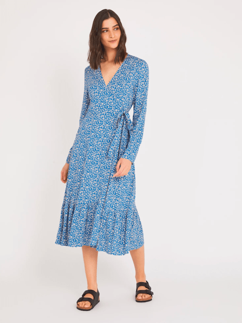 To bolster its apparel offerings, M&S launched an exclusive 20-piece collection with Finery London, with the Floral V-Neck Midi Wrap Dress seen here.