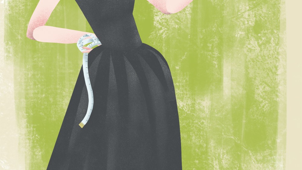 Fashion illustration of Uma Wang's design as a part of the exhibition "Chinese Fashion Designers: Ways of Seeing" during the fall 2021 edition of Shanghai Fashion Week.