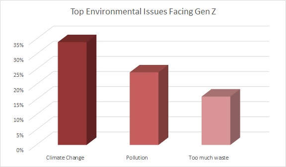 Gen Z consumers in particular put environmental concerns like climate change, pollution and waste at the top of their list of challenges.