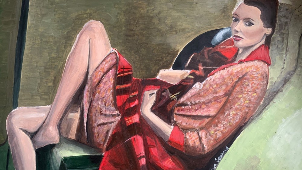 An oil painting by Vanessa Seward, titled "Jet Lag," is among the lots being auctioned online to benefit students struggling with poverty.