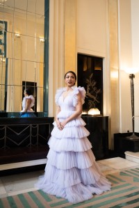 Kathryn Drysdale in Jenny Packham.