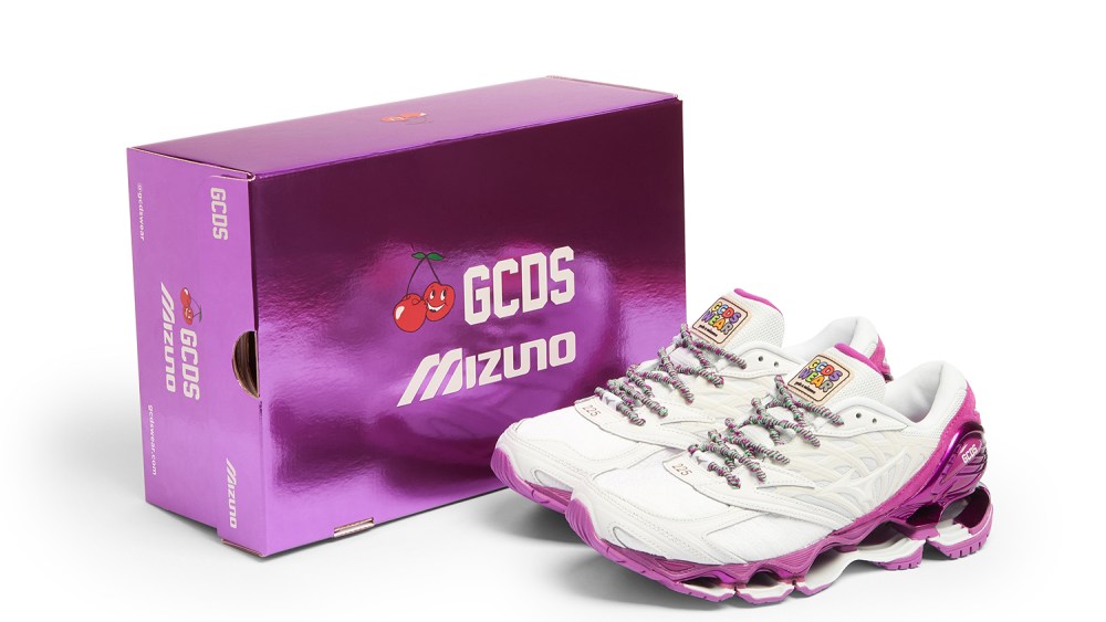 The GCDS x Mizuno Wave Prophecy sneakers.