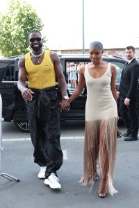 MILAN, ITALY - JUNE 19: Dwyane Wade and Gabrielle Union arrive at the Prada fashion show during the Milan Fashion Week S/S 2023 on June 19, 2022 in Milan, Italy. (Photo by Pietro S. D'Aprano/Getty Images)