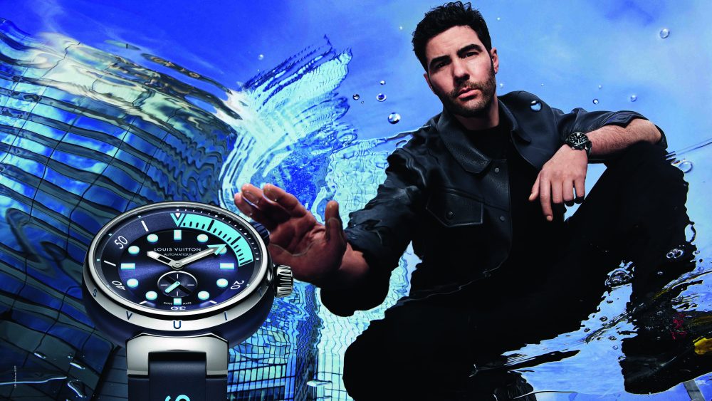 Tahar Rahim in the advertising campaign campaign for Louis Vuitton’s new Tambour Street Diver watch.