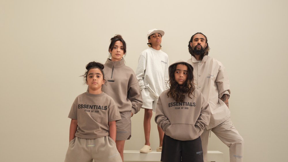 The kids and adult Fear of God Essentials line.