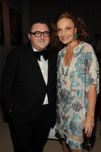 Designer Alber Elbaz (L) and the CFDA's Diane Von Furstenberg attends the CFDA/Vogue Fashion Fund Awards at Skylight Studios.