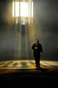 Designer Alber Elbaz on the runway after his spring 2010 show at Halle Freyssinet.