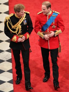 Britain's Prince Harry, left, best man to Britain's Prince William, right, arrive ahead of Prince William's marriage to Kate Middleton at Westminster Abbey, London, Friday, April 29, 2011. (AP Photo/Andrew Milligan, Pool)