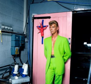 David Bowie during the shooting of the video for Tin Machine’s song “You Belong in Rock ’n’ Roll,” Thierry Mugler Les Cow-boys collection, rtw spring 1992