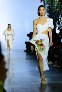 Models on the runway in looks from Prabal Gurung's 10th anniversary Spring 2020 ready to wear collection.