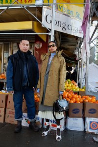 Designer Philip Lim photographed in New York's Chinatown with a model in his fall 2011 RTW Fall 2021 collection preview.