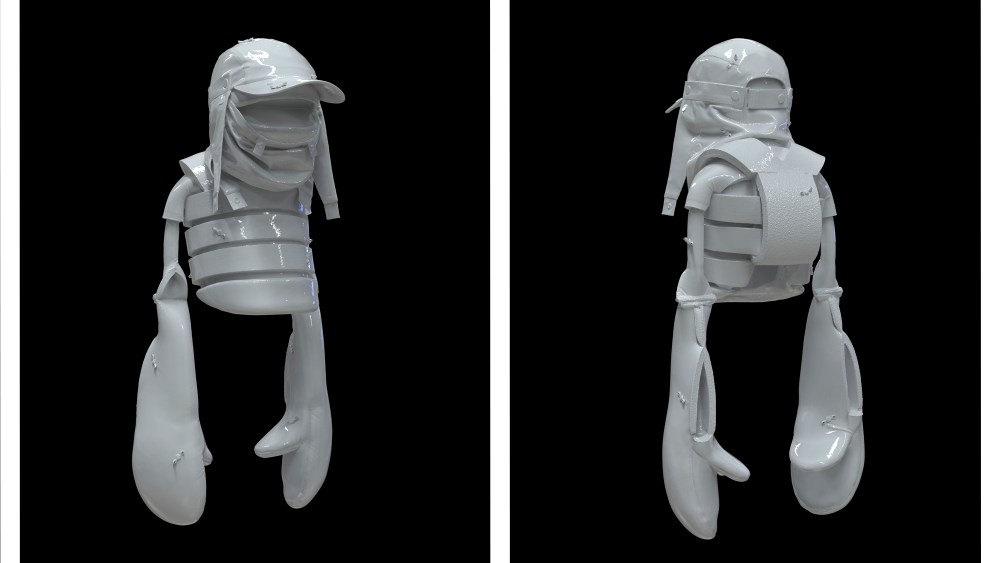 One of Aitor Throup's NFTs sculptures based on the three characters he developed for his Anatomyland fashion project.