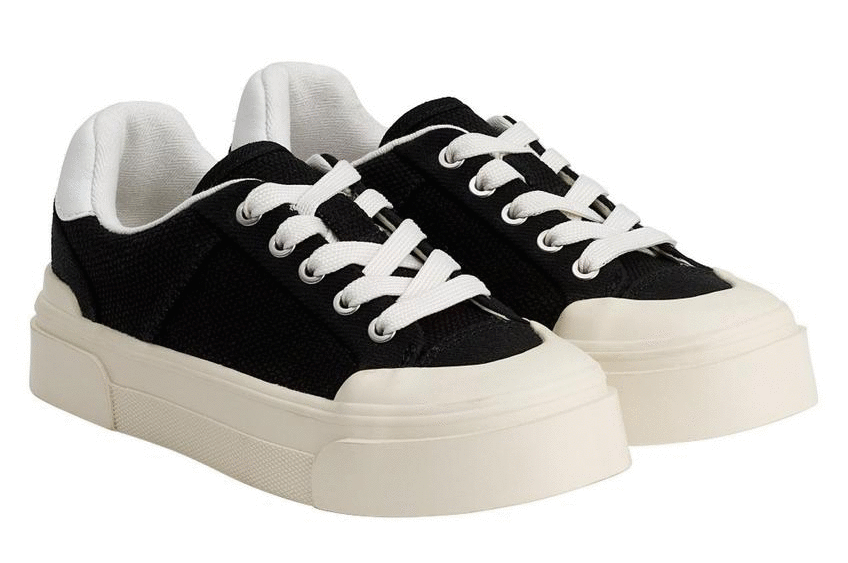 H&M and Good News collaborated on a collection of sneakers made with recycled cotton, Bananatex and Vegea grape leather
